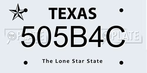 505B4C Texas License Plate