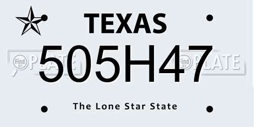 505H47 Texas License Plate