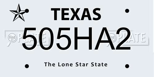 505HA2 Texas License Plate