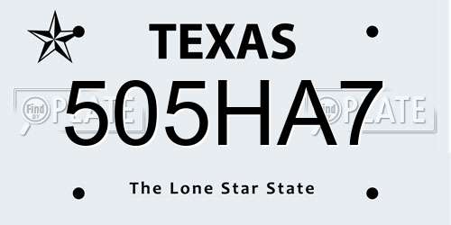 505HA7 Texas License Plate