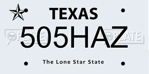 505HAZ Texas License Plate