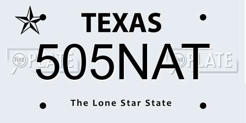 505NAT Texas License Plate