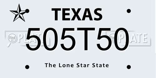 505T50 Texas License Plate