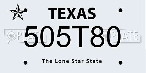505T80 Texas License Plate