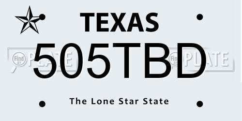 505TBD Texas License Plate