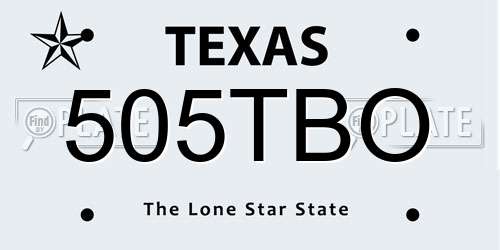 505TBO Texas License Plate