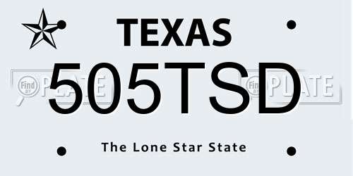 505TSD Texas License Plate