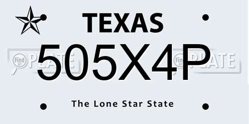 505X4P Texas License Plate