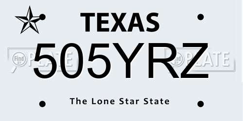 505YRZ Texas License Plate