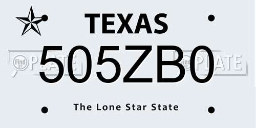 505ZB0 Texas License Plate