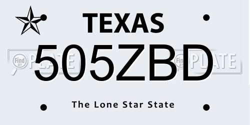 505ZBD Texas License Plate