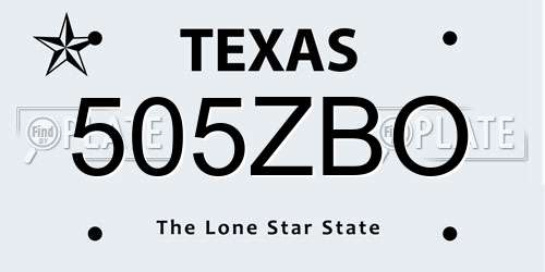 505ZBO Texas License Plate