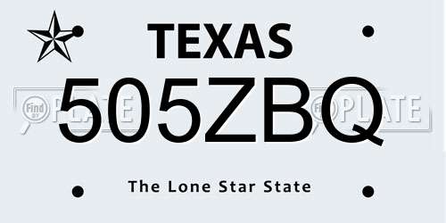 505ZBQ Texas License Plate