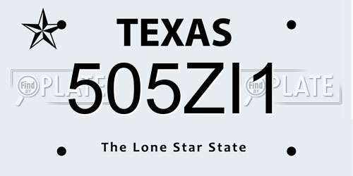 505ZI1 Texas License Plate