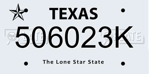 506023K Texas License Plate
