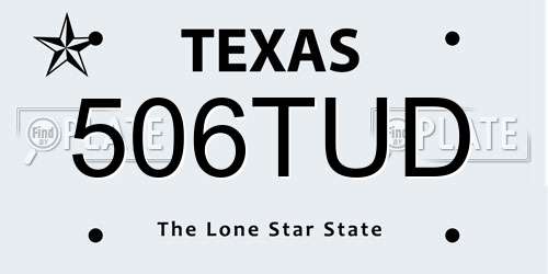 506TUD Texas License Plate