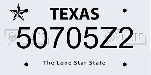 50705Z2 Texas License Plate