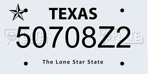 50708Z2 Texas License Plate