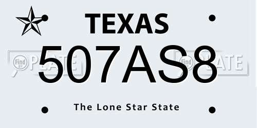 507AS8 Texas License Plate