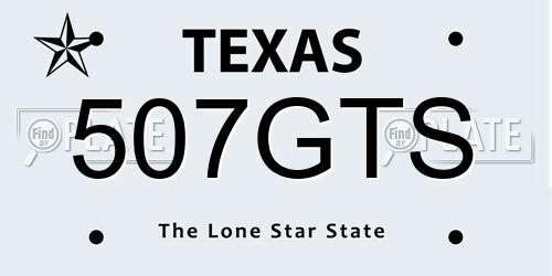 507GTS Texas License Plate