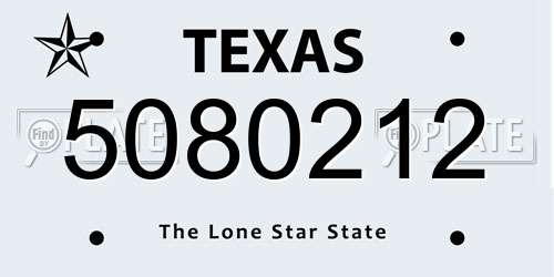 5080212 Texas License Plate