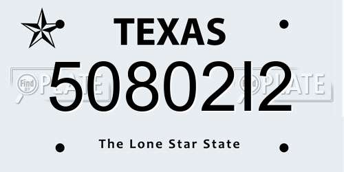 50802I2 Texas License Plate
