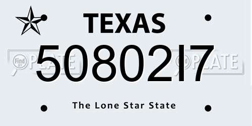 50802I7 Texas License Plate