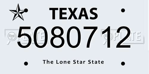 5080712 Texas License Plate