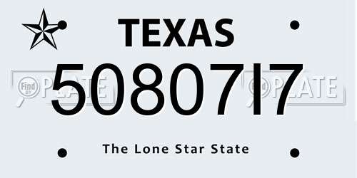 50807I7 Texas License Plate