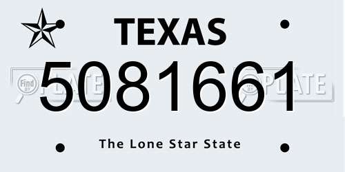 5081661 Texas License Plate