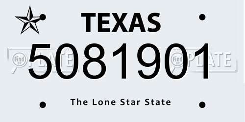5081901 Texas License Plate