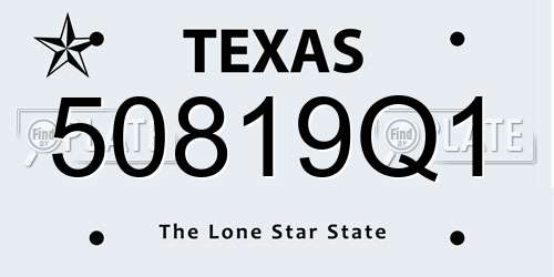 50819Q1 Texas License Plate