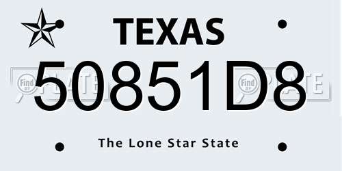 50851D8 Texas License Plate