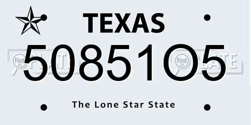 50851O5 Texas License Plate