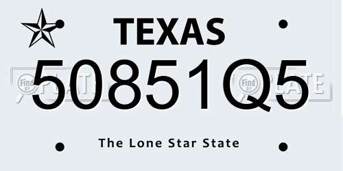 50851Q5 Texas License Plate