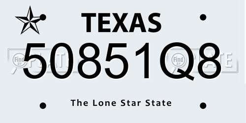 50851Q8 Texas License Plate