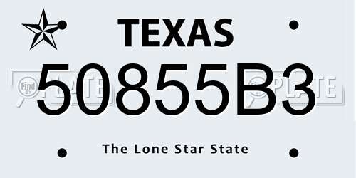 50855B3 Texas License Plate