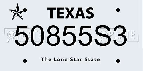 50855S3 Texas License Plate