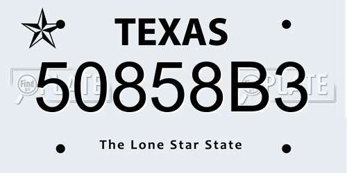 50858B3 Texas License Plate