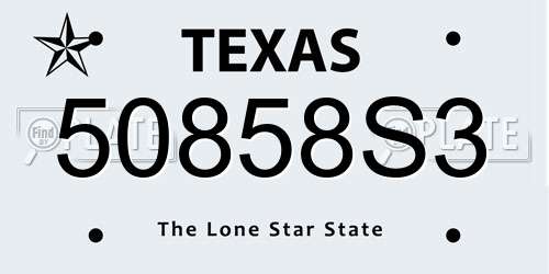50858S3 Texas License Plate