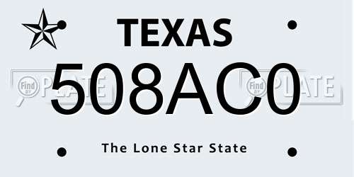 508AC0 Texas License Plate