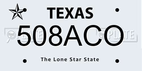 508ACO Texas License Plate