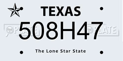 508H47 Texas License Plate