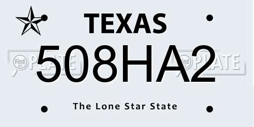 508HA2 Texas License Plate
