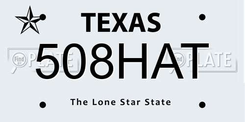 508HAT Texas License Plate