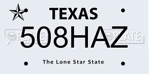 508HAZ Texas License Plate