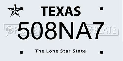 508NA7 Texas License Plate