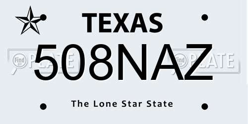 508NAZ Texas License Plate