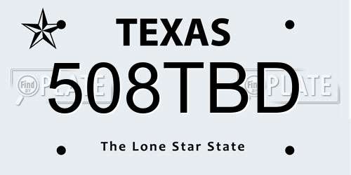 508TBD Texas License Plate