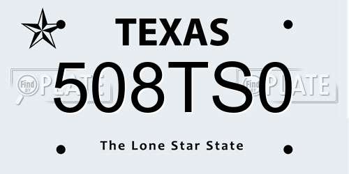 508TS0 Texas License Plate